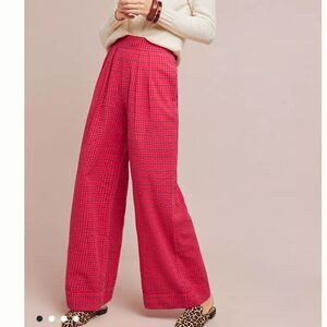 ANTHROPOLOGIE SIZE 2 CHECKED WIDE LEG PANTS